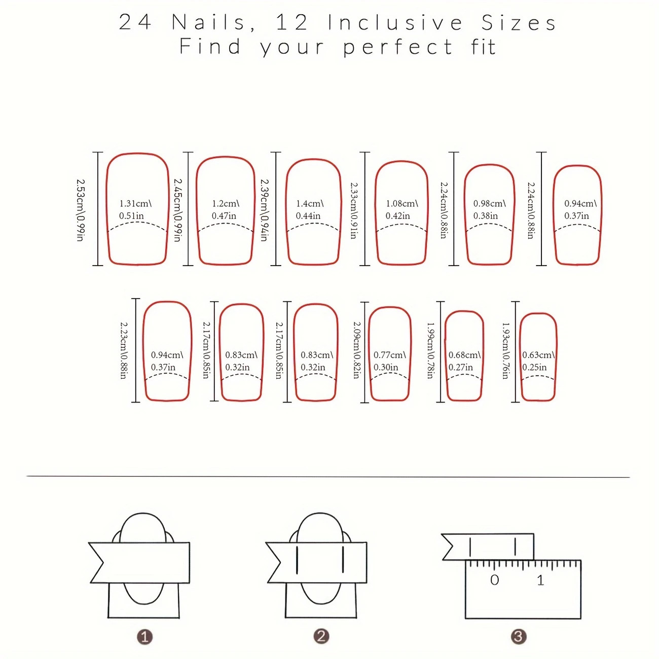 24 Pcs Press-On Oval Nails – Middle Length Black and Pink Gradient with Cherry