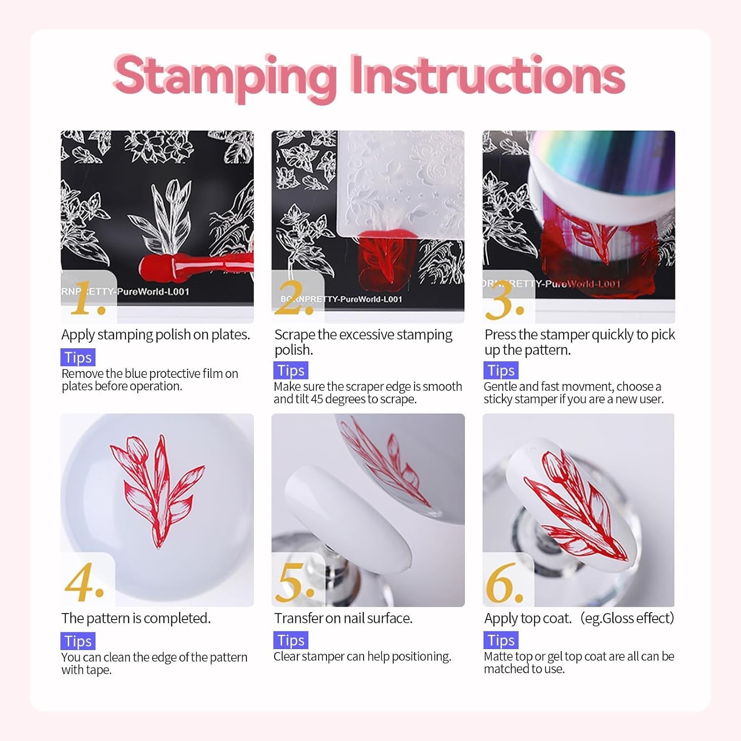 6PCS Nail Stamping Plates Set for Elegant DIY Nail Art – Floral & Geometric