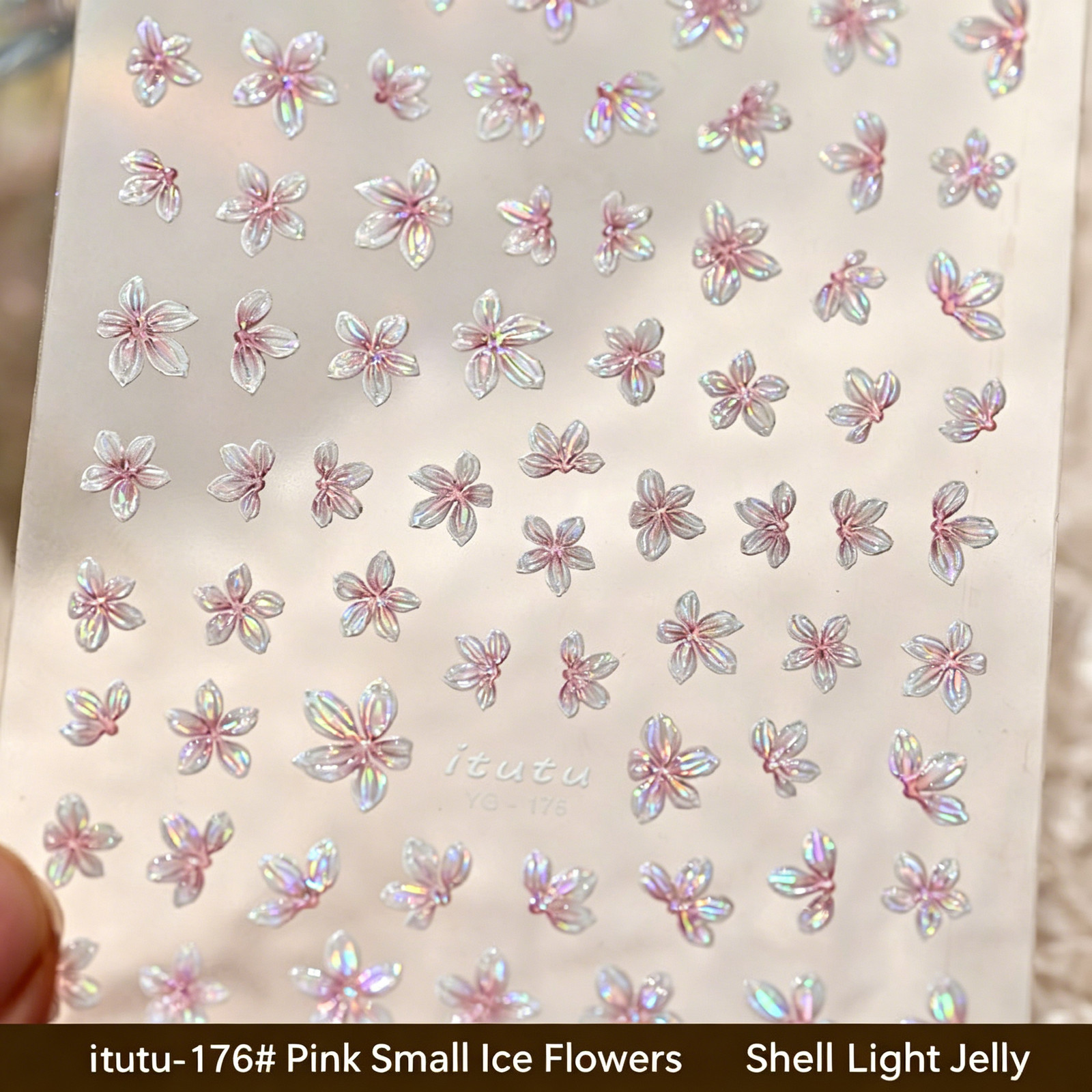 Popular Spring Pink Small Flower Nail Stickers New Fairy Embossed 3D Five-Petal
