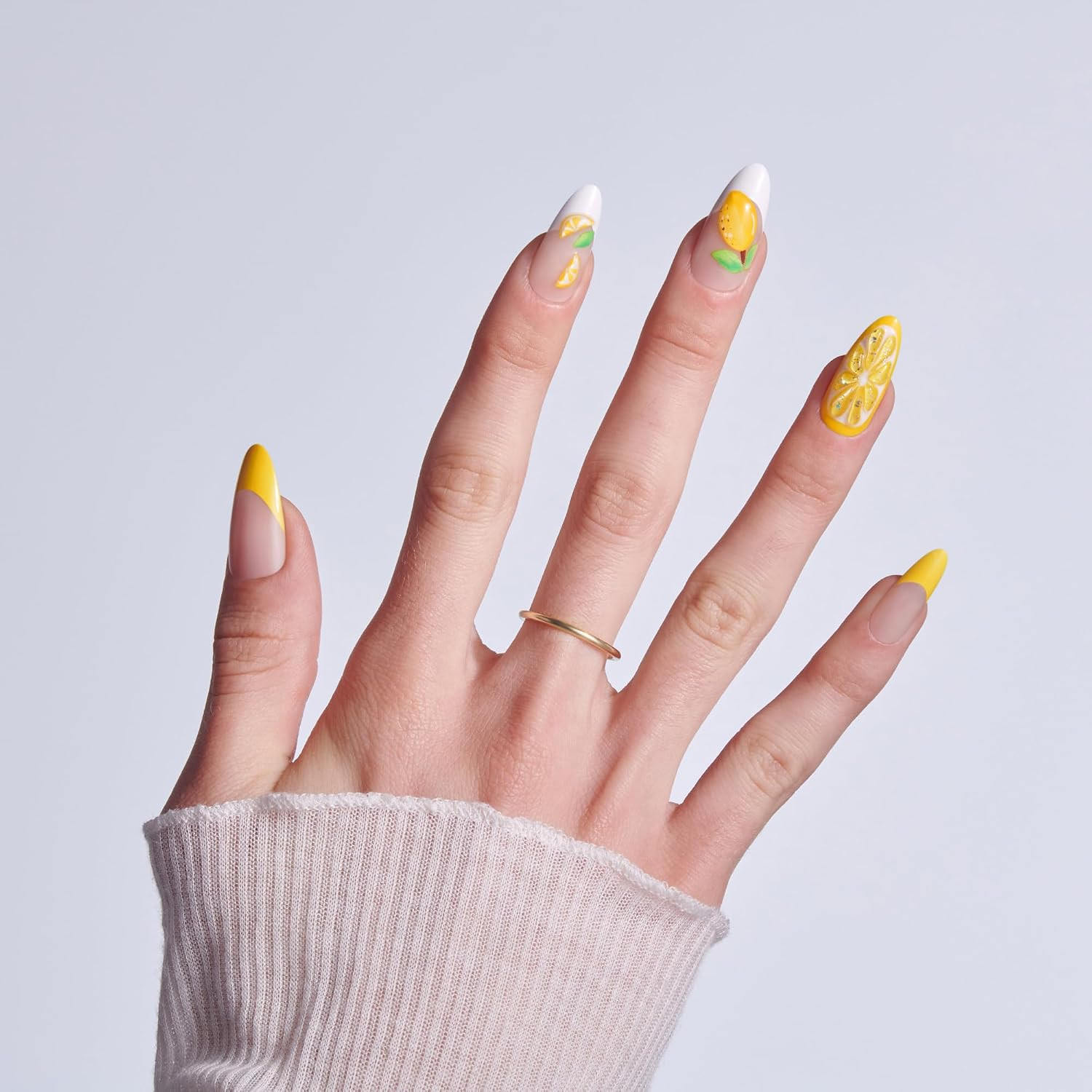 Glam, Press on Nails, Nail Glue Included, ‘Cherish the Moment’, Yellow, Long Siz