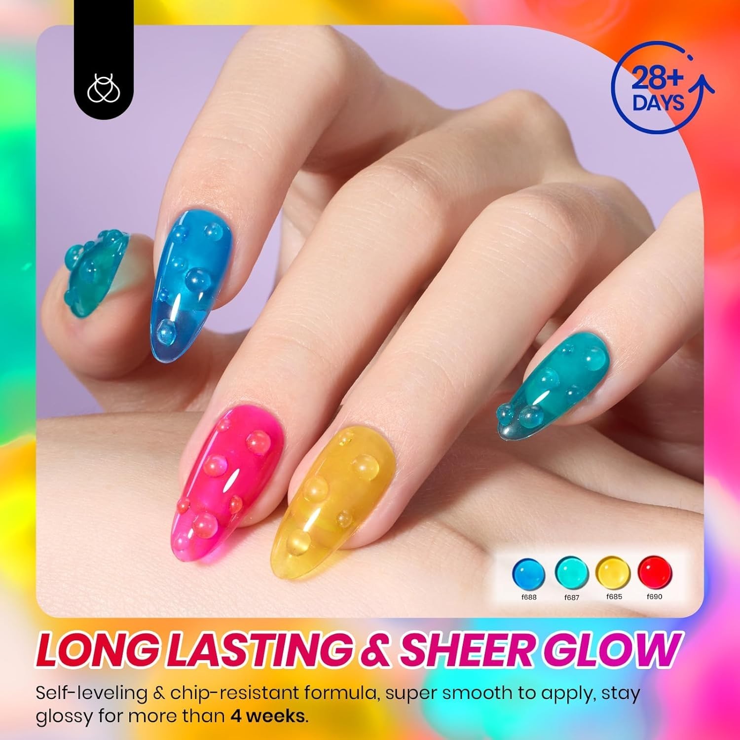 Beetles Neon Gel Nail Polish Set 6 Colors Summer Jelly Pink Red Blue Yellow UV