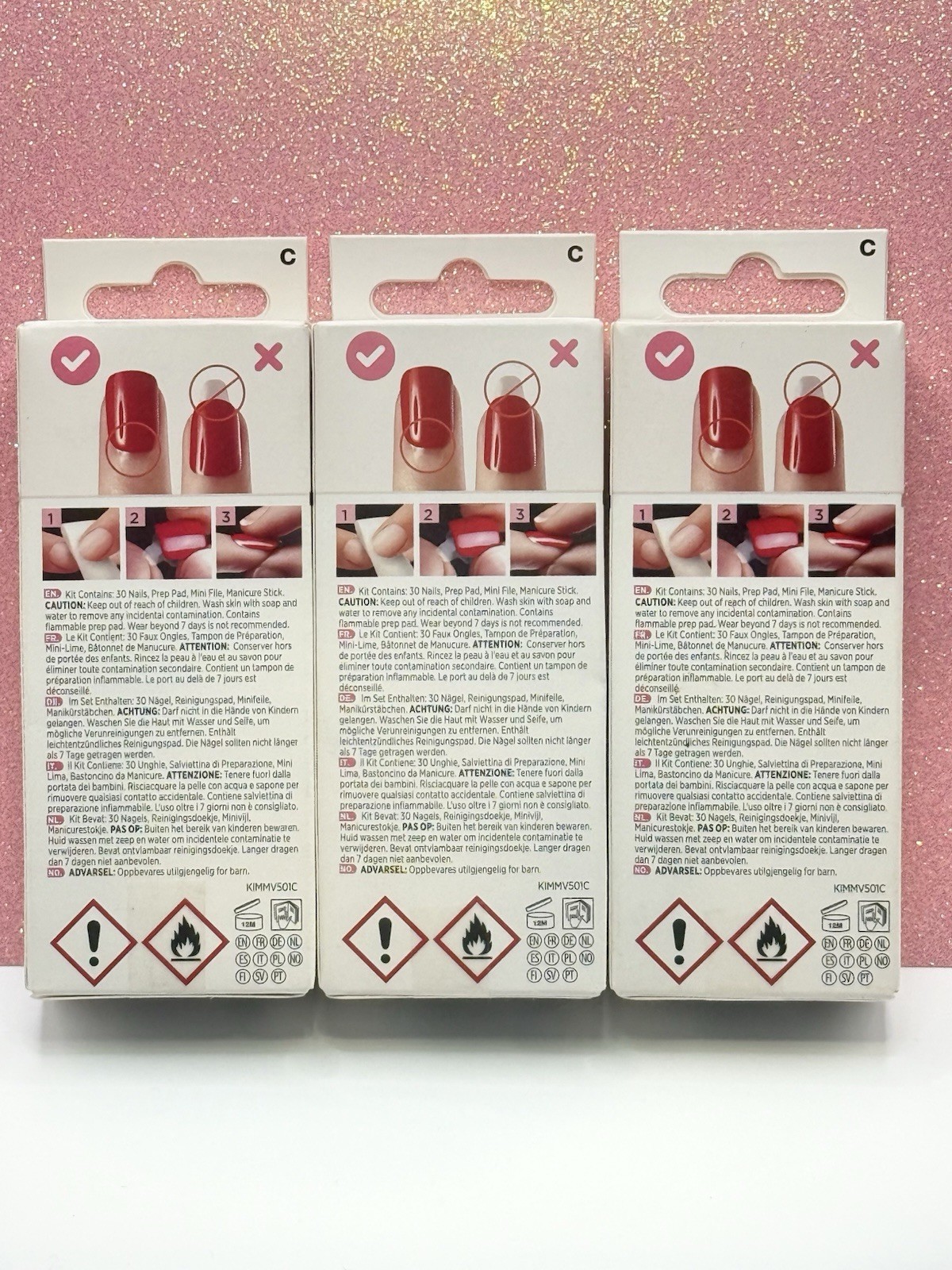 Kiss imPRESS No Glue Press-On Nails Manicure Medium 88909 Love Grows (Lot Of 3)