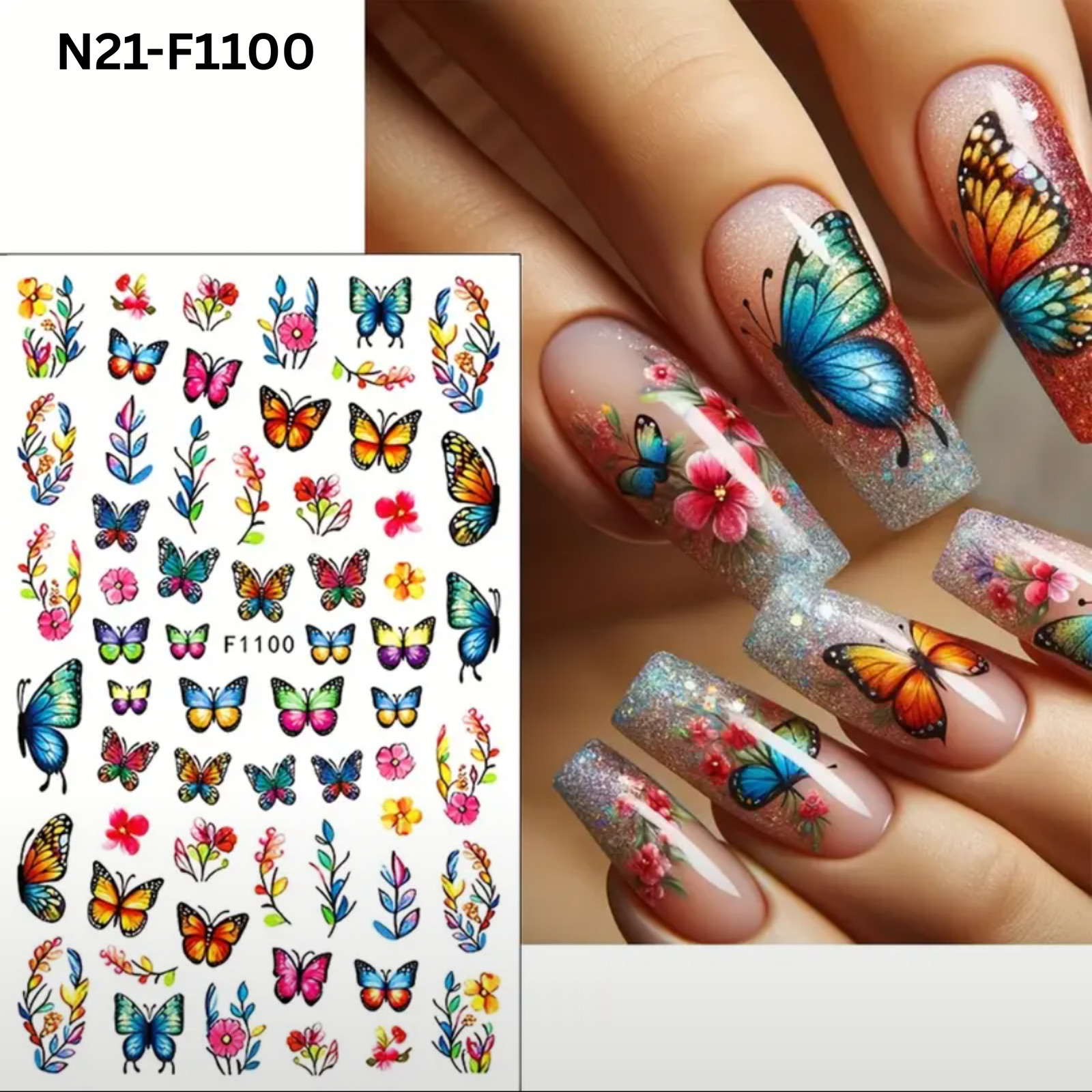 3D Nail Stickers,3D Butterfly Spring Summer Rose Butterfly Flower Nail Art Stick