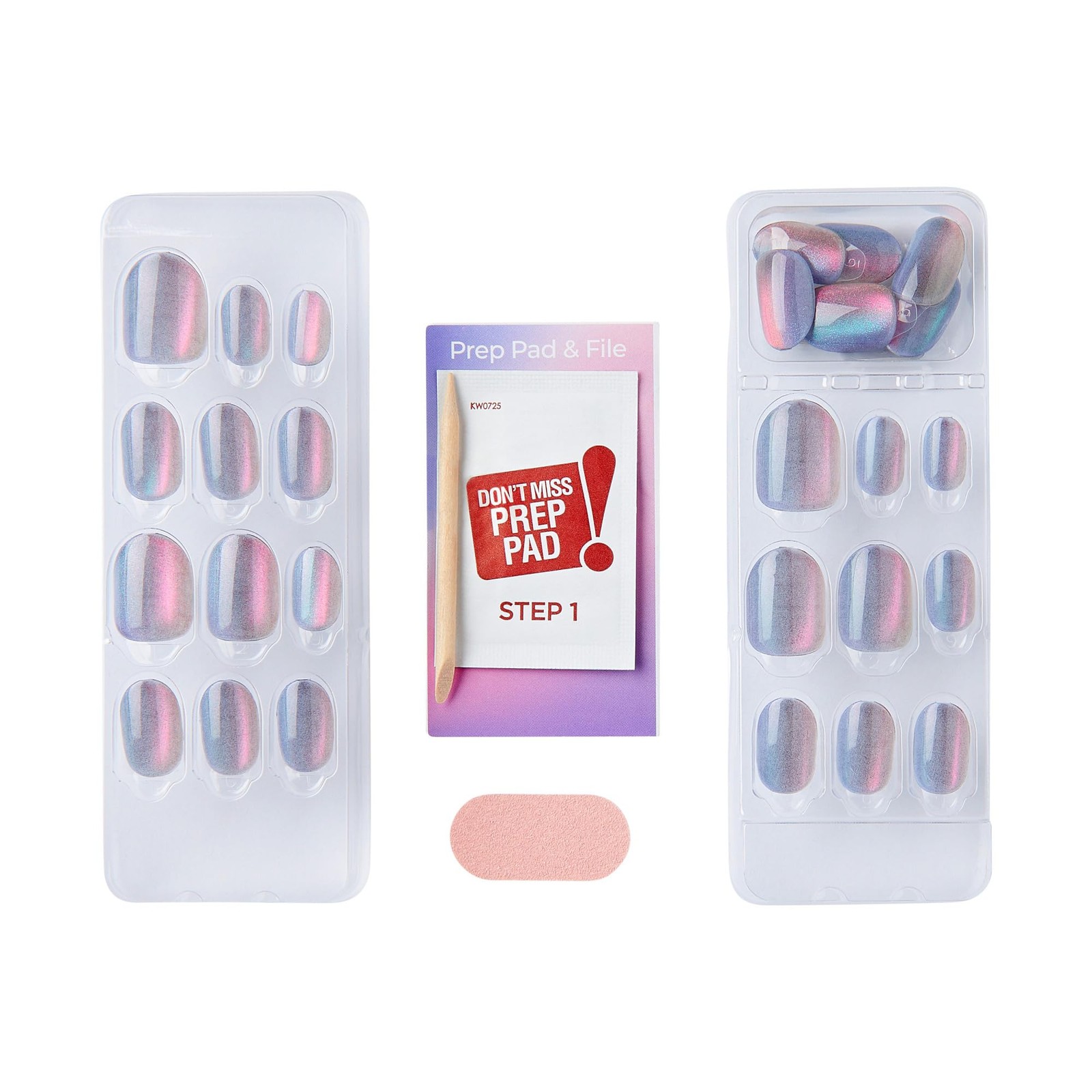 KISS No Glue Mani Press On Nails, ColorFX, ‘Fly Up’, Silver, Short Size, Oval…