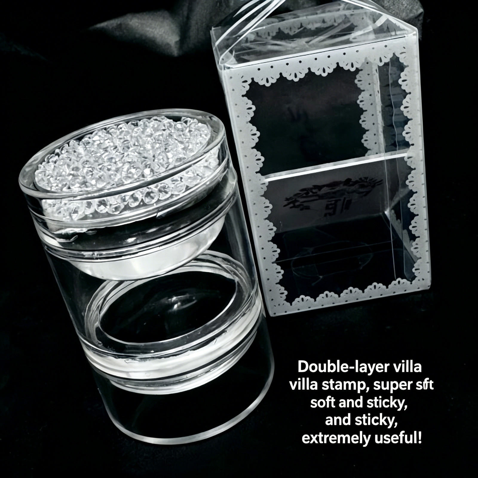 Nail Art French Stamp Silicone Double Head Transfer Stamper Transparent Printing