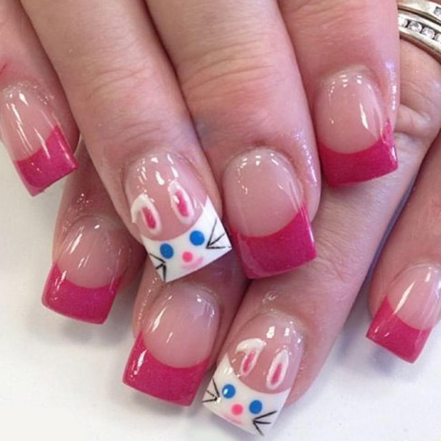 Easter Press on Nails Short Square Fake Nails Pink Nails Press ons Cute Littl…