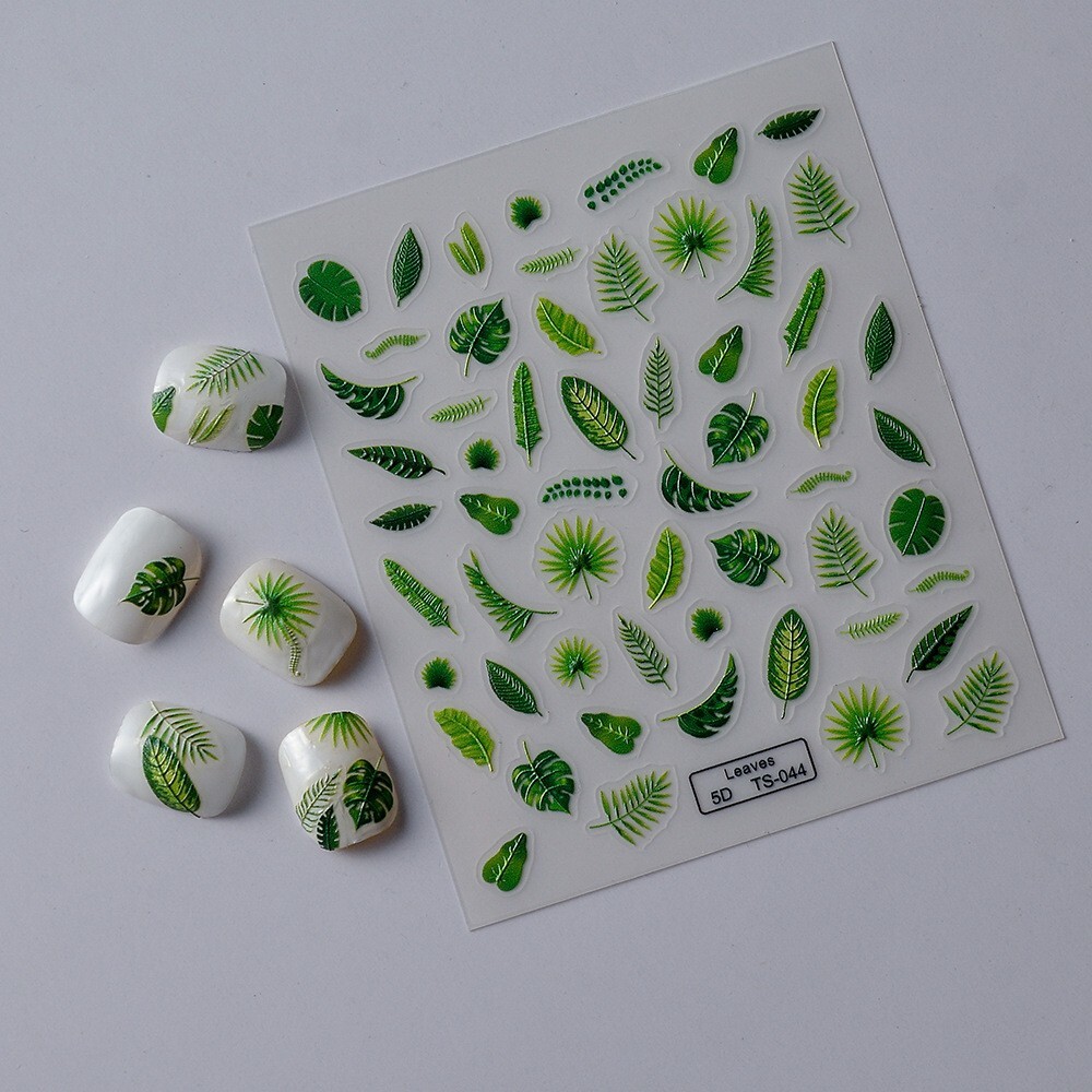 3D Leaf Feather Nail Art Sticker Decals Slider Self Adhesive Peel Off NH23