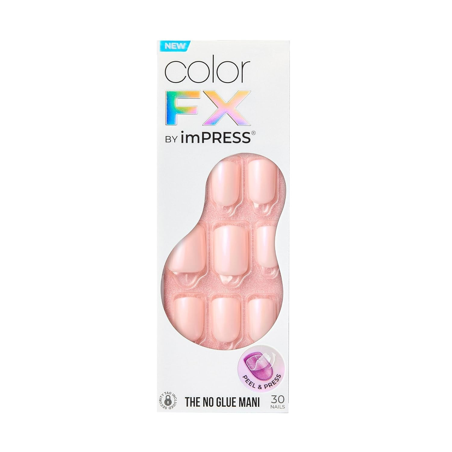 KISS imPRESS Color FX Good Mood Pink Press On 30 Nails Short Squoval Short Size