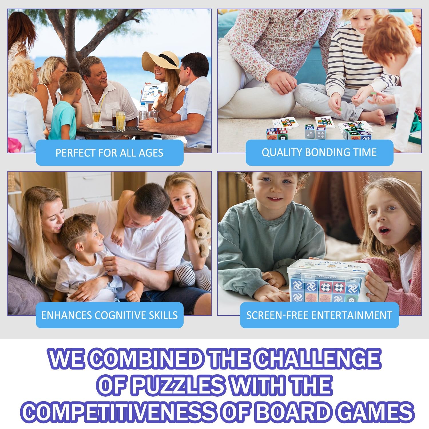 LARDEMOTO Sports Match Puzzle Game 2.0 Family Games for Children Large, Blue