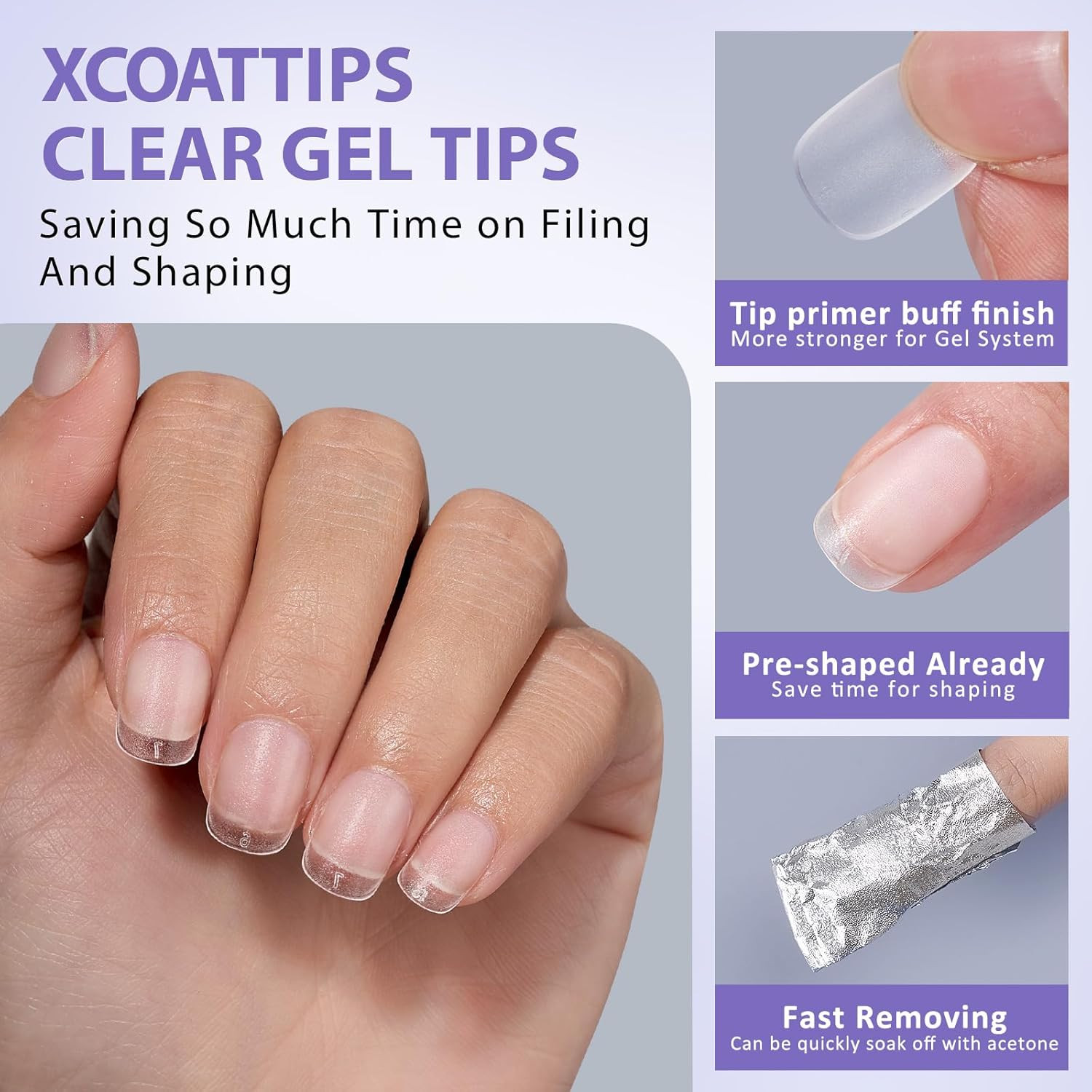 Btartbox Extra Short Square Nail Tips – Short Squoval Gel Nail Tips, Natural Fak