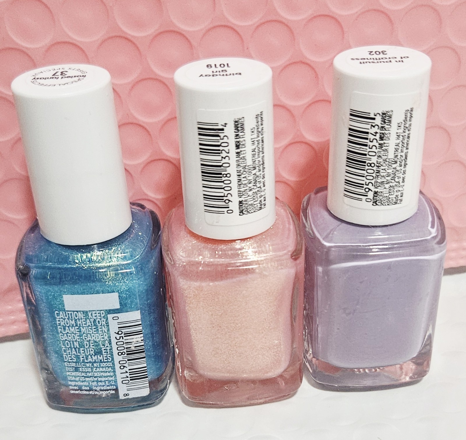 (3) ESSIE Nail Polish Lacquers 0.46oz. Frosted Fantasy, Bday Gift, In Pursuit Of