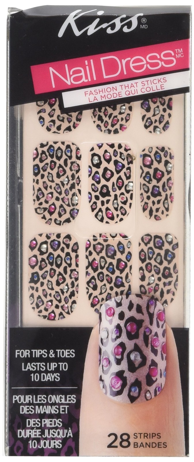 Kiss Nail Dress for Tips & Toes Strips – 28 CT 1 Count (Pack of 1), Pink