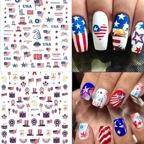 8 Sheets American Independence Day Nail Art Independence Day Sticker-1