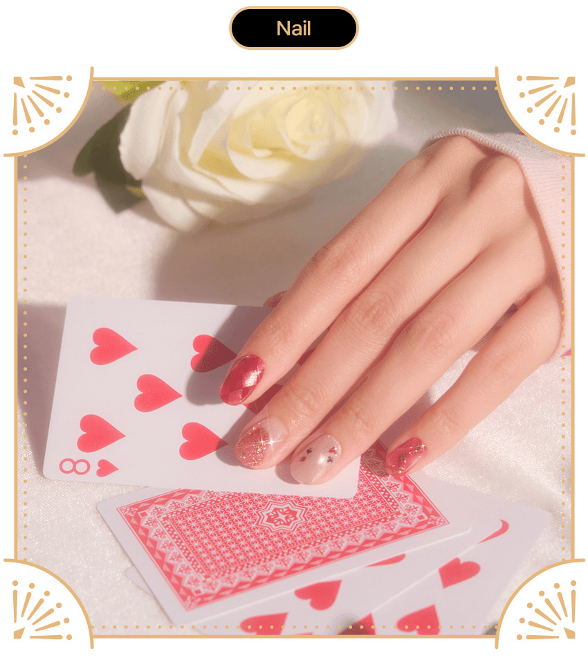 ohora x Twisted Wonderland Heartslabyul Nail + Custom Parts Set Disney Korea