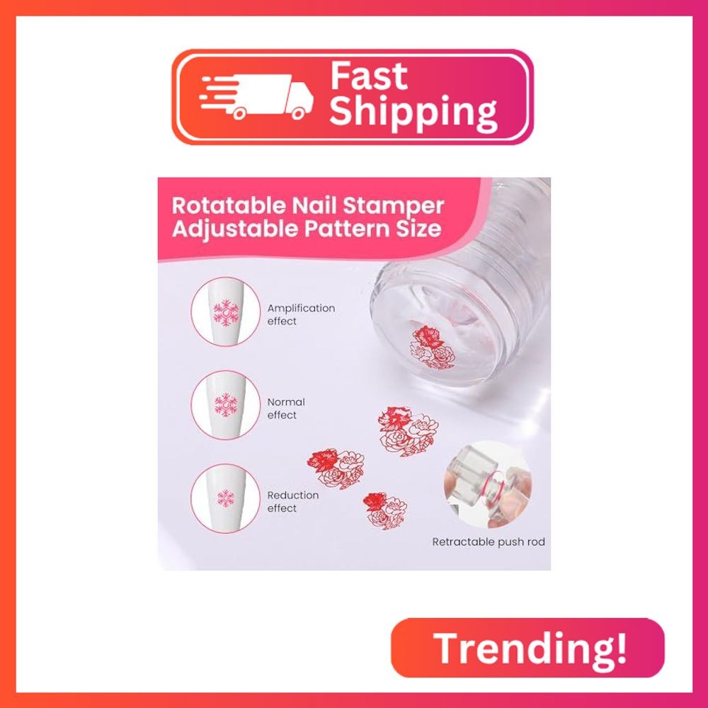 ESUOHYM 6PCS French Nail Stamp Kit Clear Silicone Jelly Nail Stamper Kit With Na