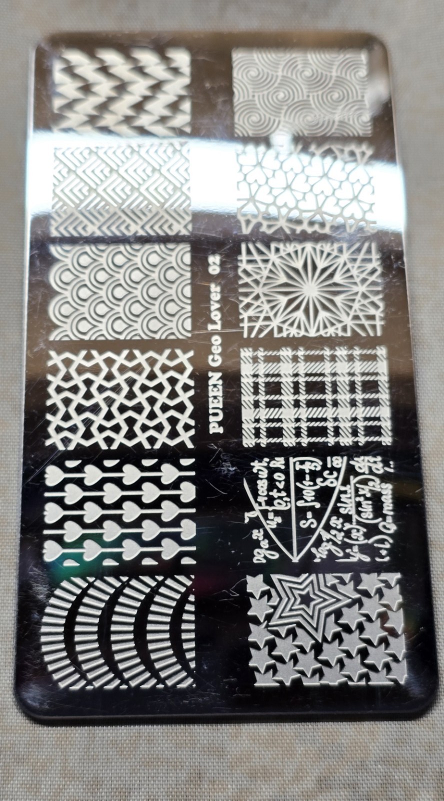 Nail Art Stamp Plate Pueen Geo Lover 02 Stars Hearts Mathematical Equations
