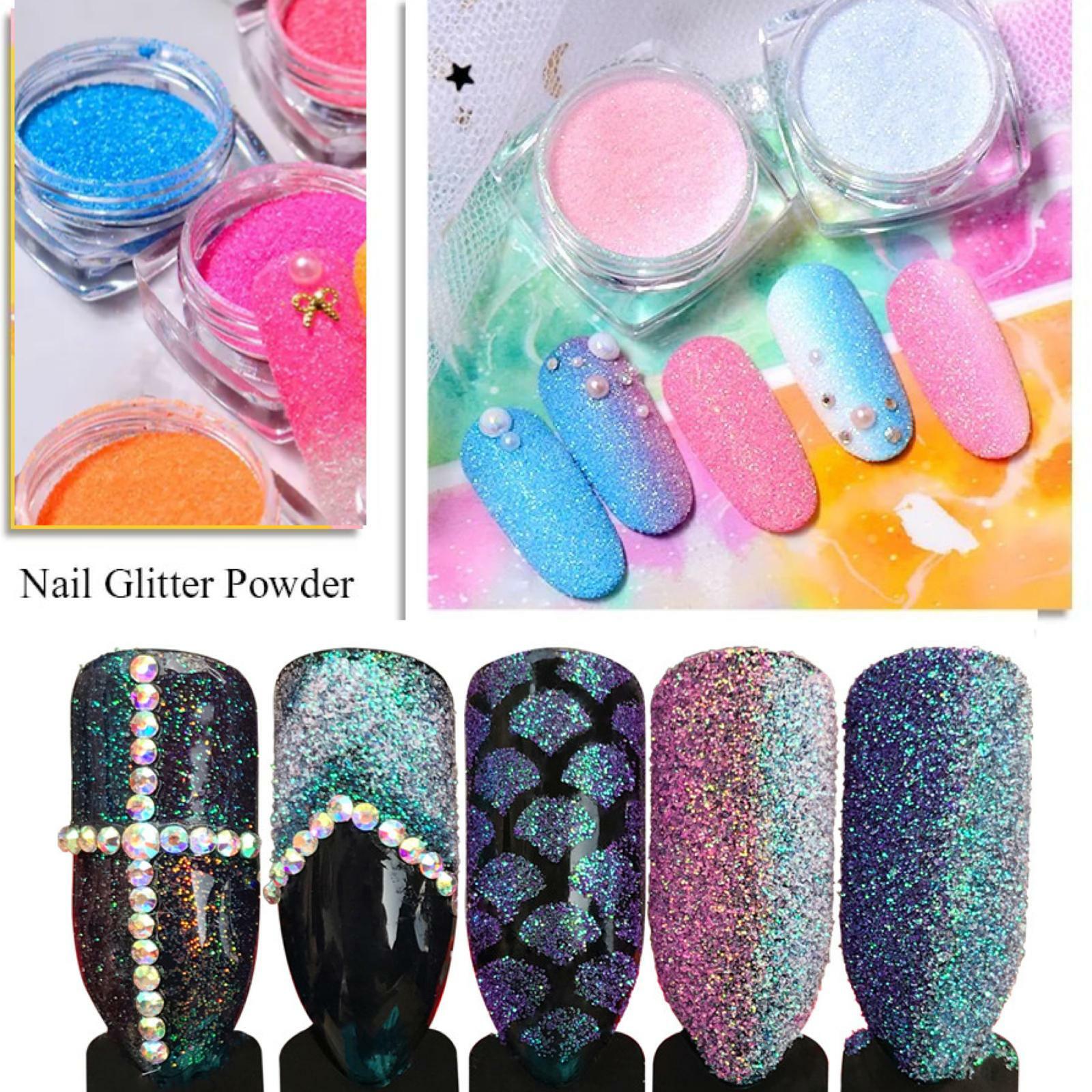 17 Colours Mermaid Nail Glitter Powder Sugar Neon Iridescent Aurora Mirror