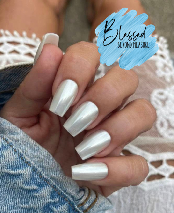 Red Aspen Press On Nails~Dashing Desiree~ACRYLIC~White~Coffin~LONG~Summer
