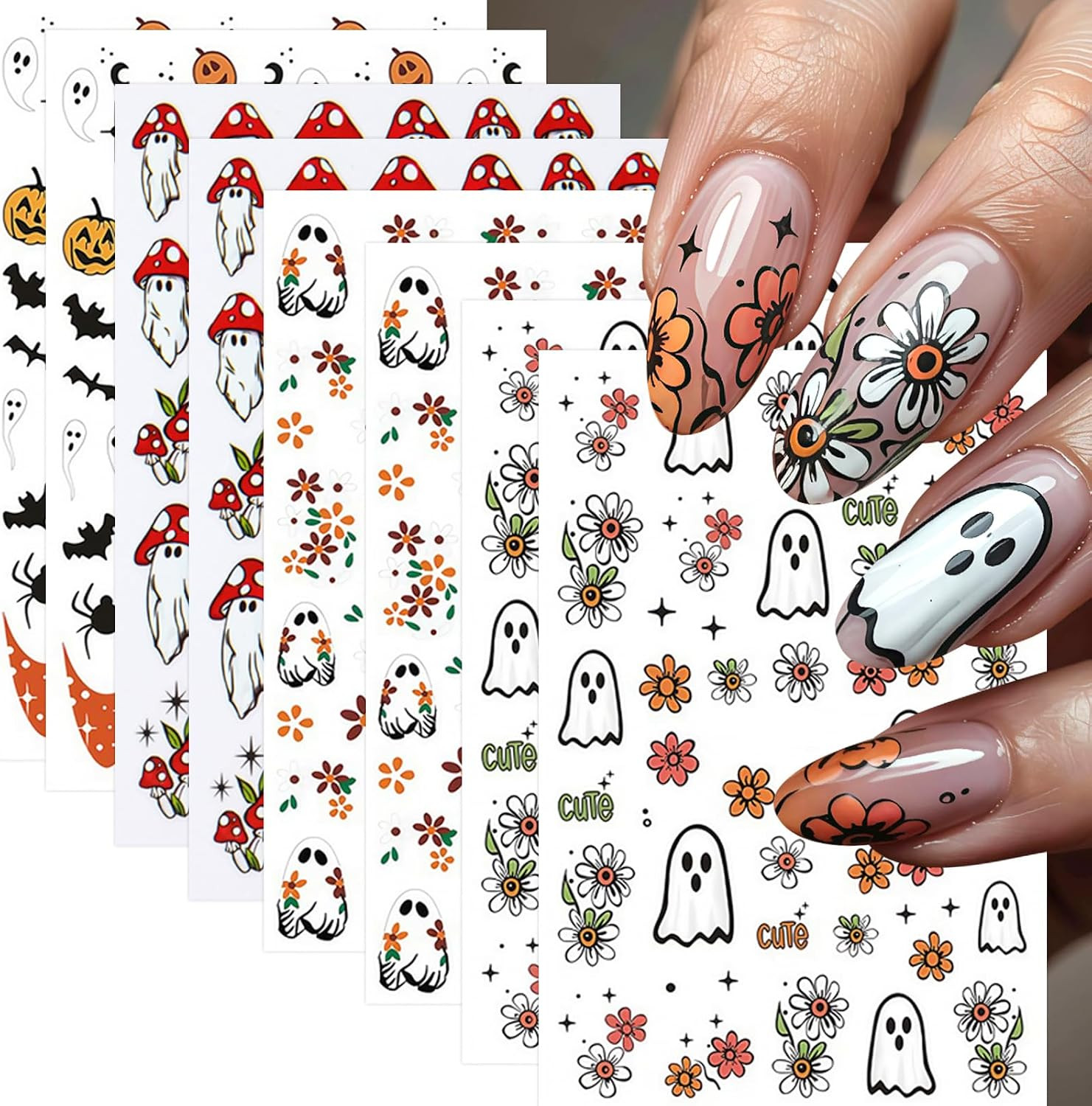 1 Sheet 5D Embossed Autumn Maple Leaves Nail Stickers for Nail Art Thanksgiving