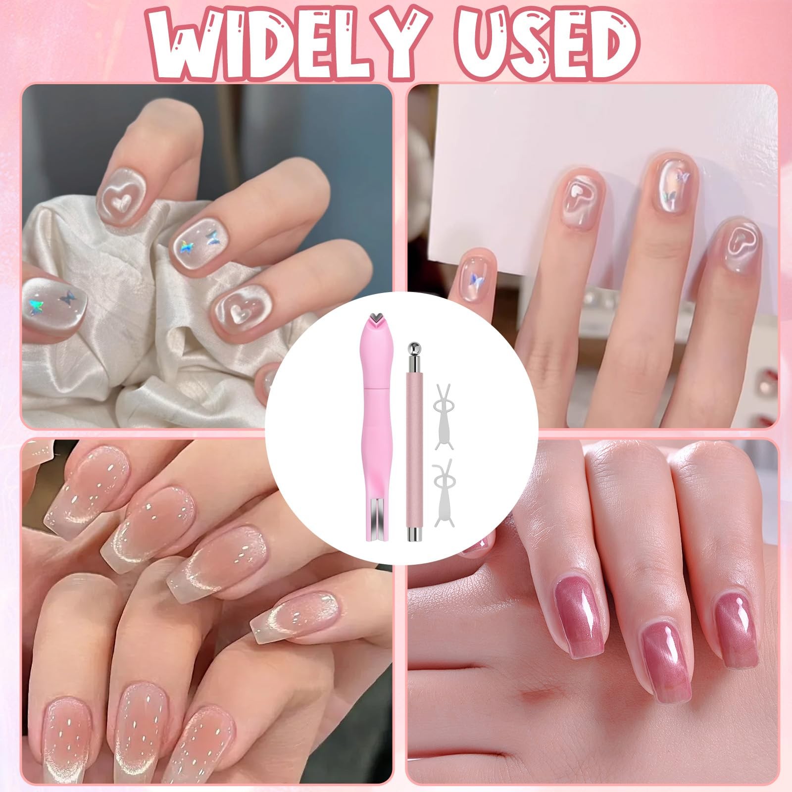 4Pcs Cat Eye Nail Magnet Kit for Gel Polish, 3in1 Magnet with DualEnded Pen &…