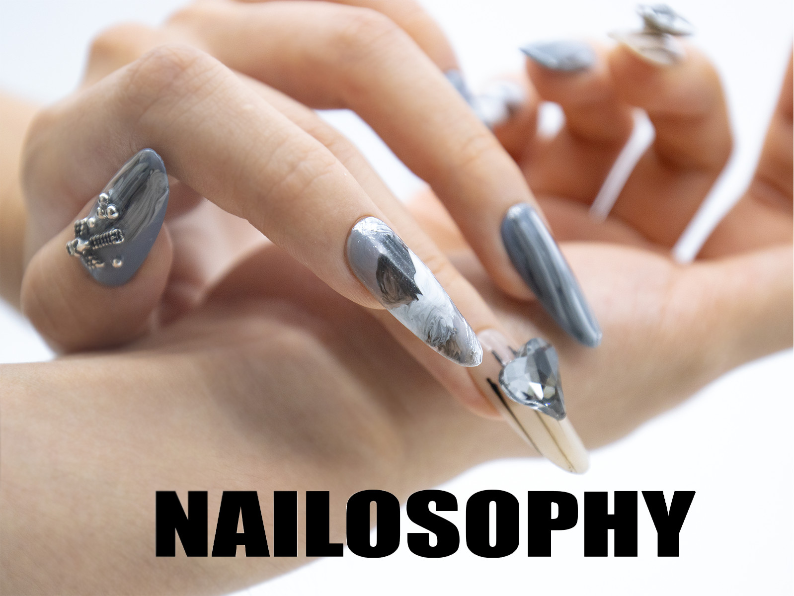 Nailosophy Midnight Reflections Handmade Artificial Nails – Medium Size