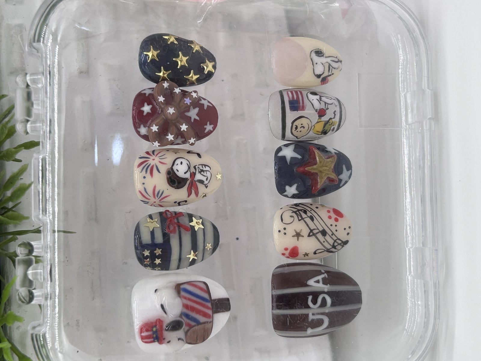USA Patriotic Snoopy Press On Nails 4th of July Peanuts Fake Nails Stars Fan Art