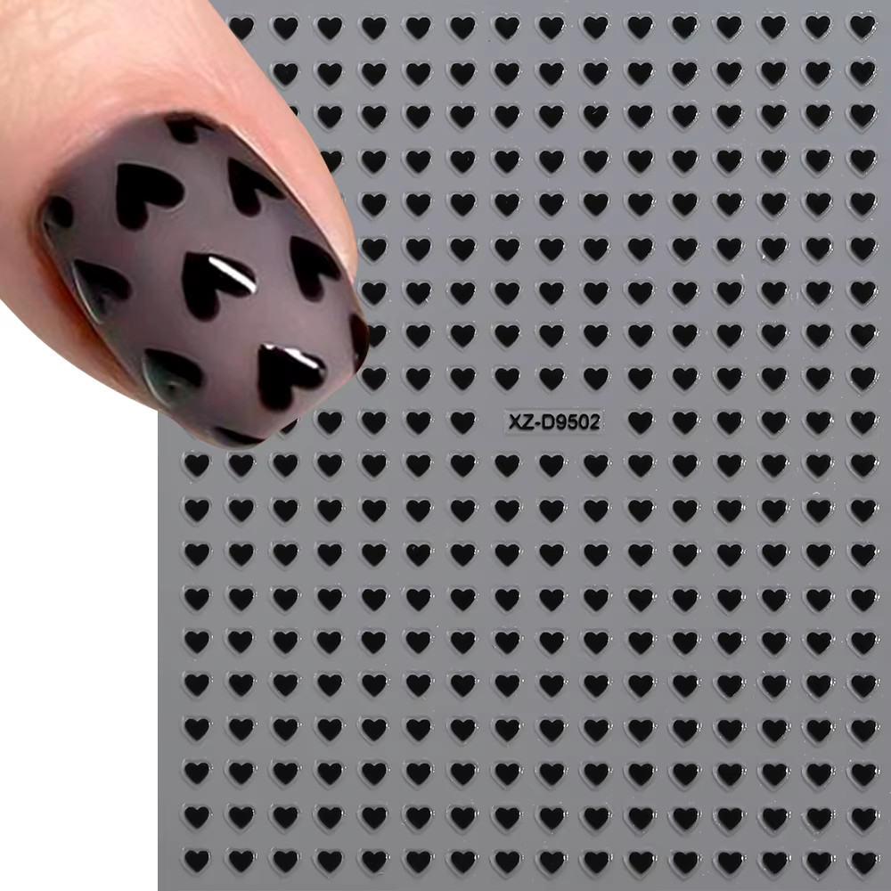 8Pc 3D Mixed Color Heart Nail Stickers Valentines’ Day Sweet Red Pink Love Selfa