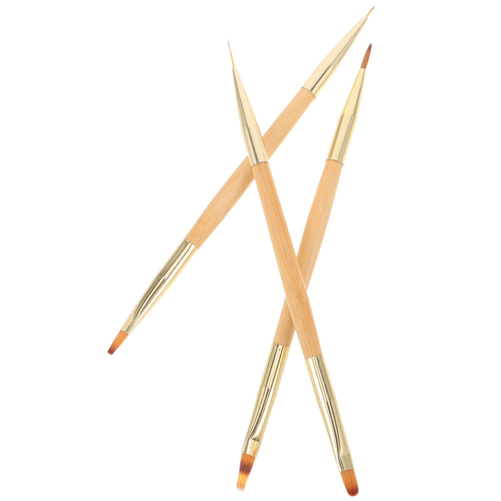 3Pcs Multi Functional Manicure Art Tools Khaki Nail Sculpting Brush Set