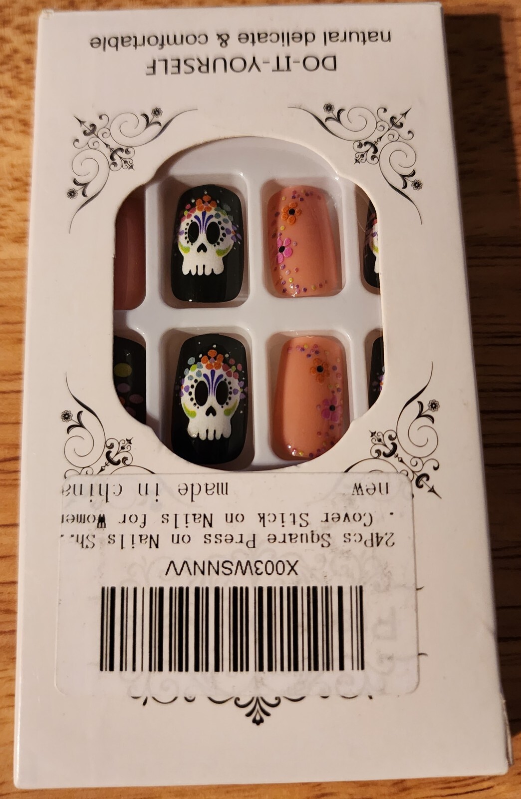 24pcs Square Halloween Fake Nails Design Press on Nails US Mardi Gras