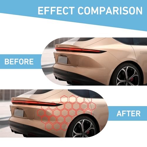 Car Honeycomb Graphics Stickers, 3.31″ x 3.94″ Reflective Honeycomb 30 PCS Red