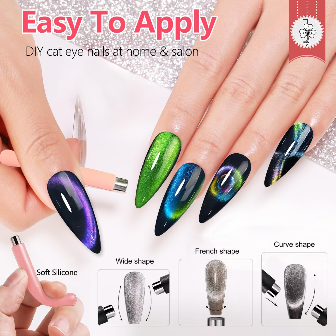 Cat Eye Nail Magnet Tool, 34Pcs Cat Eye Magnet for Nails, Strong Magnetic Gel Na