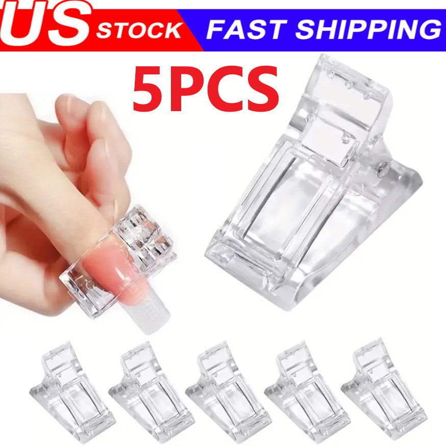 5PCS Nail Tips Clip Quick Building Poly Builder Gel DIY Extension Clamp Clips