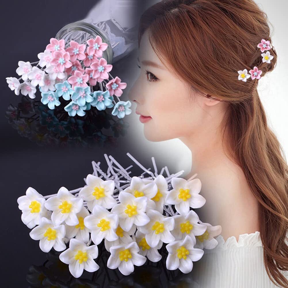 AKOAK 20 Pcs Tiara Hair Insert U-Shaped Small Fork Lily Yellow