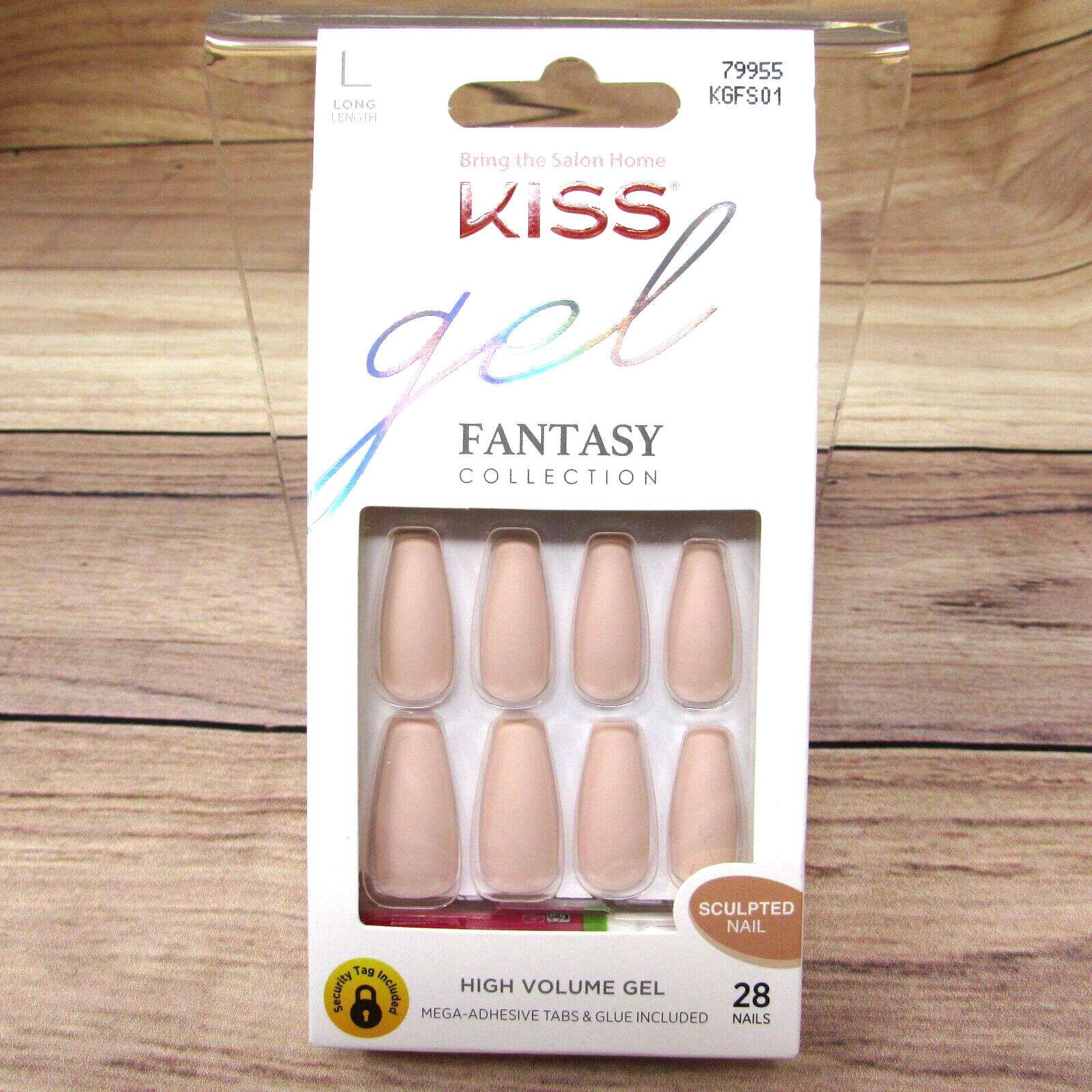 Kiss Gel Nail Kit Fantasy Collection High Volume Long Sculpt 28 Nails Glue Nude