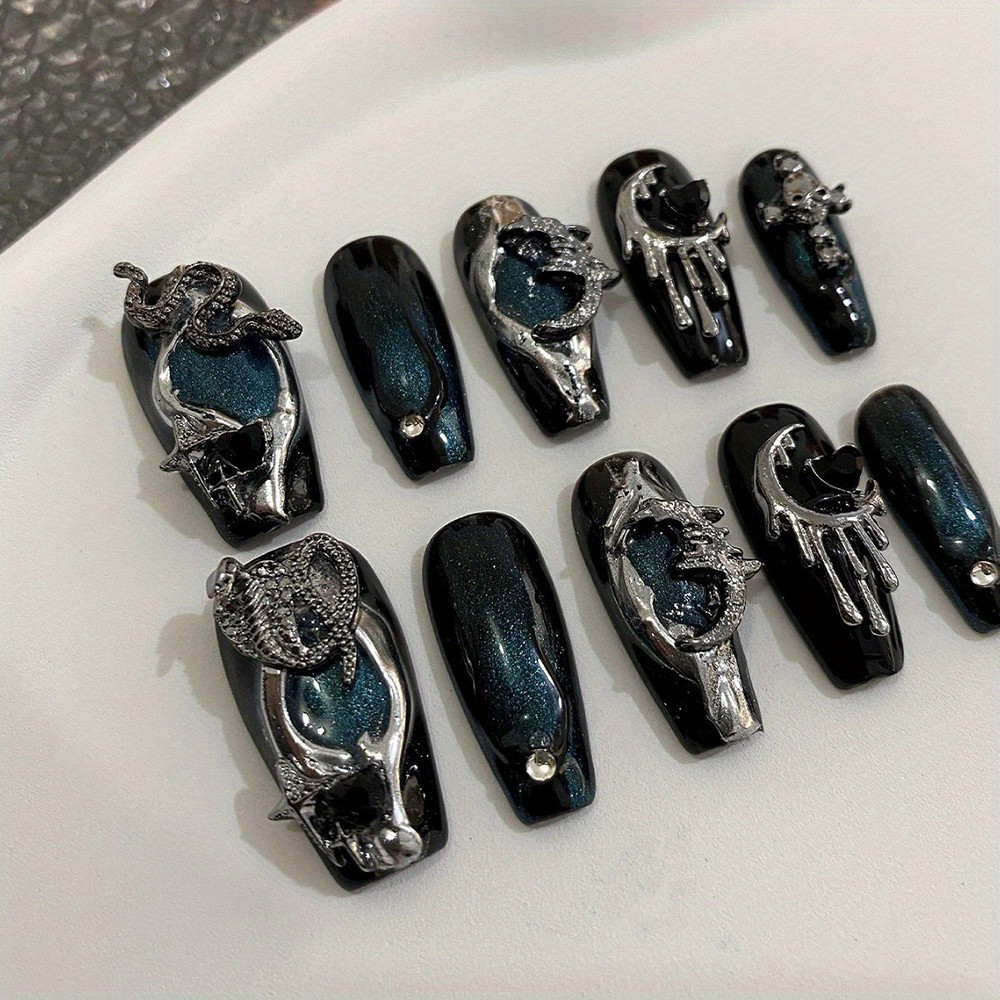 10x 3D Press On Nails Handcrafted Cyberpunk Set Suitable fits Party & Daily Wear