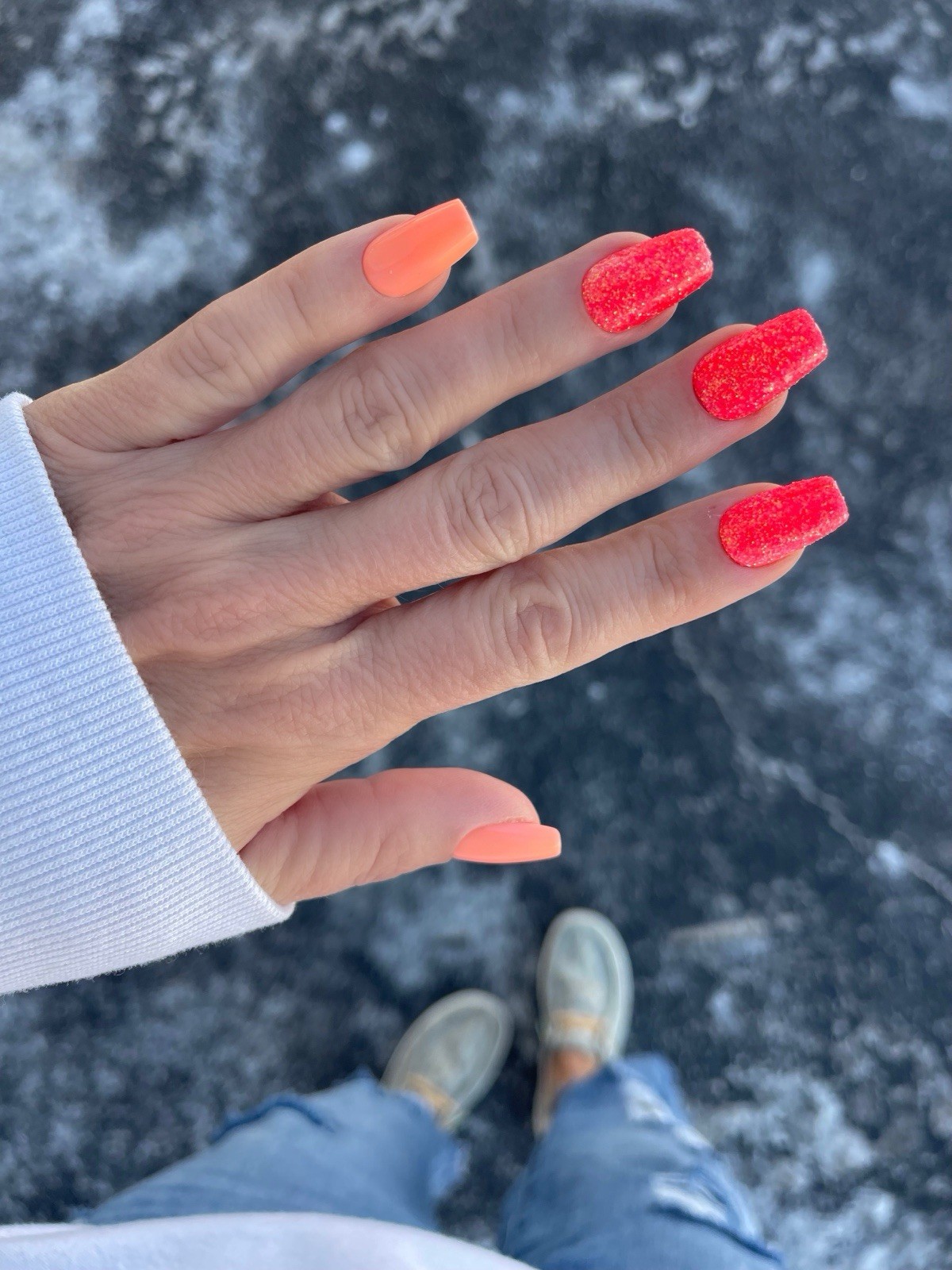 Red Aspen Press On Nails, Medium Coffin, Kailani’s Living Coral