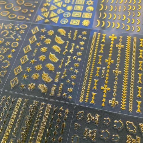 30 Sheets Gold Nail Stickers Gold Star Nail Nail Decals 3D Self-Adhesive Gold