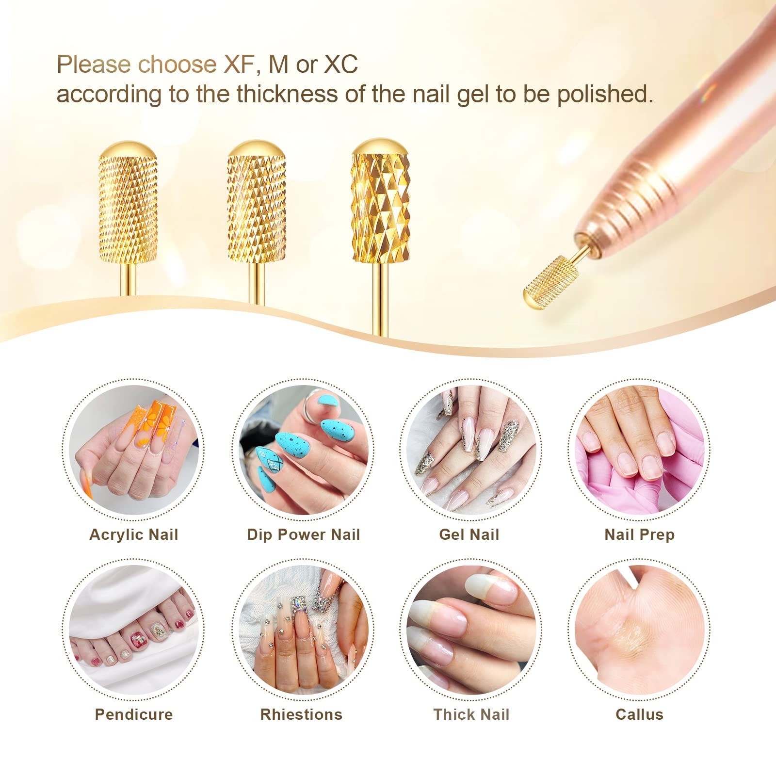 Nail Drill Bit Set, Corfulra 3pcs Safety Bits for Nail Drill, Tungsten Carbid…
