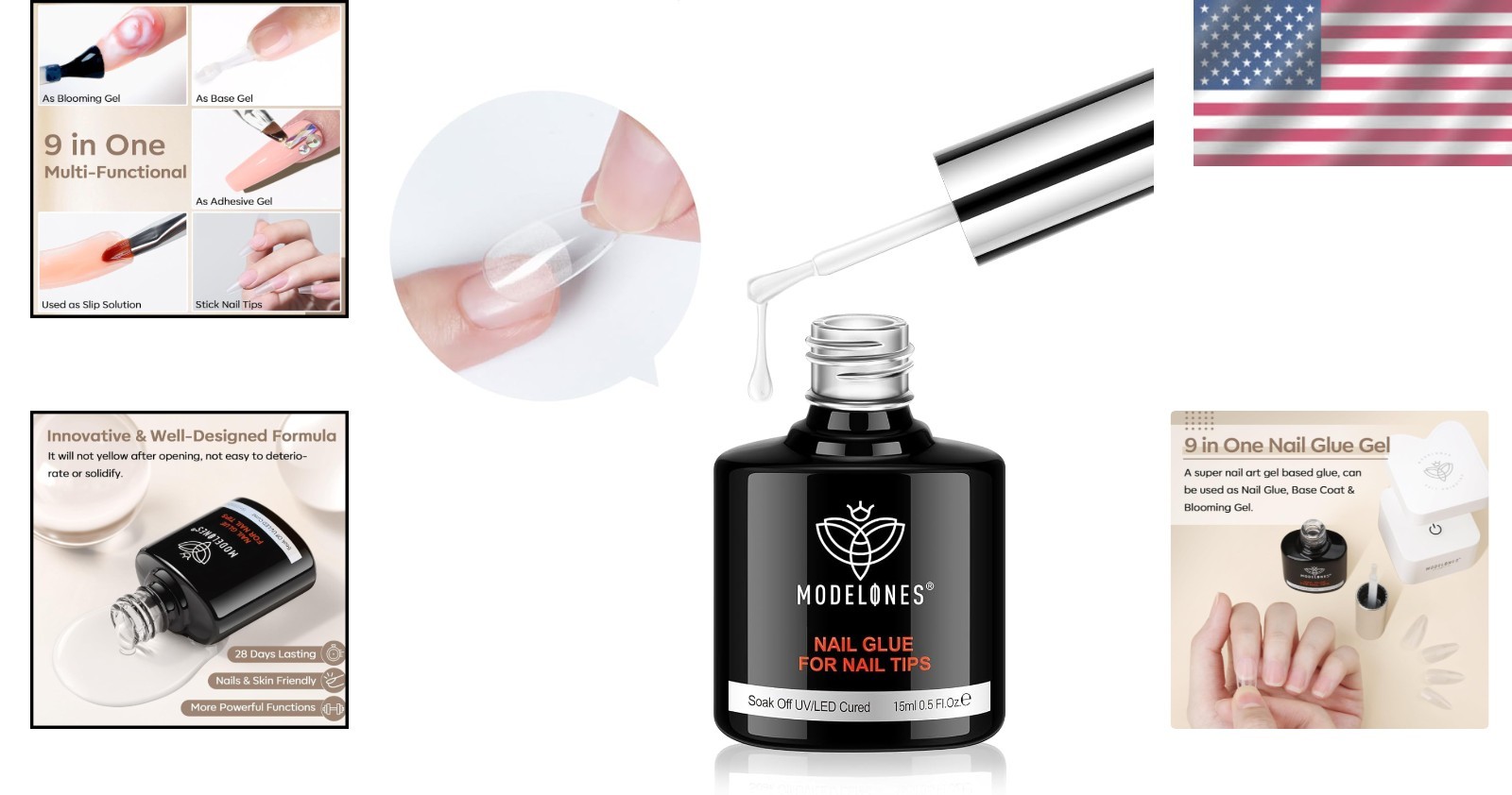 Multi-Functional 15ml Gel Nail Glue – Crystal Clear Finish for Nail Art Mastery