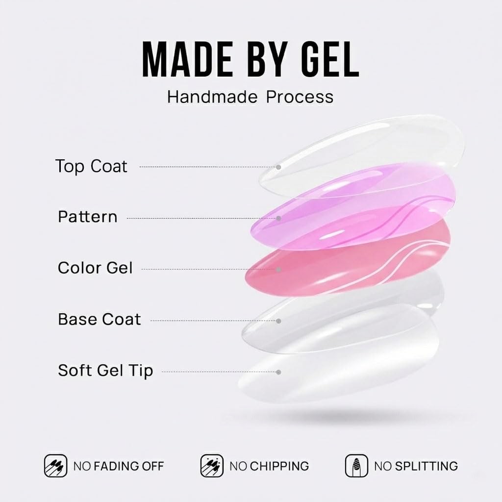 Misssix French Tip Press On Nails Short Oval Nude Fake Nails with Glue