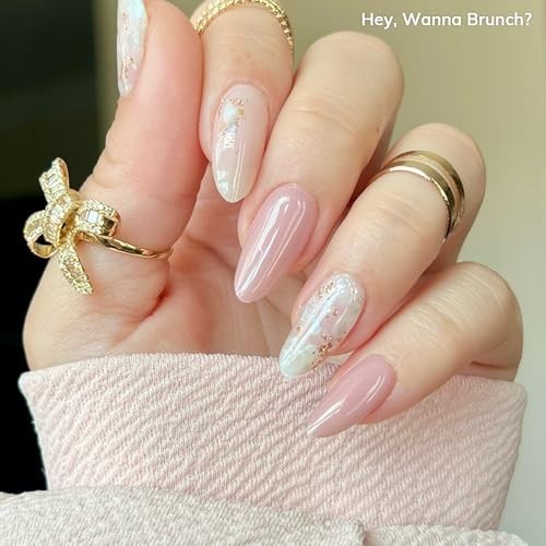 Semi Cured Gel Nail Strips | No LED Lamp Needed | Glitter, Pink | Easy Apply