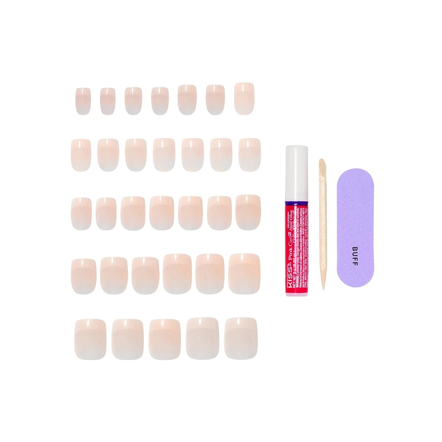 Kiss Core, Press On Nails, Nail glue included, ‘Your Moment’, Pink, Real Short