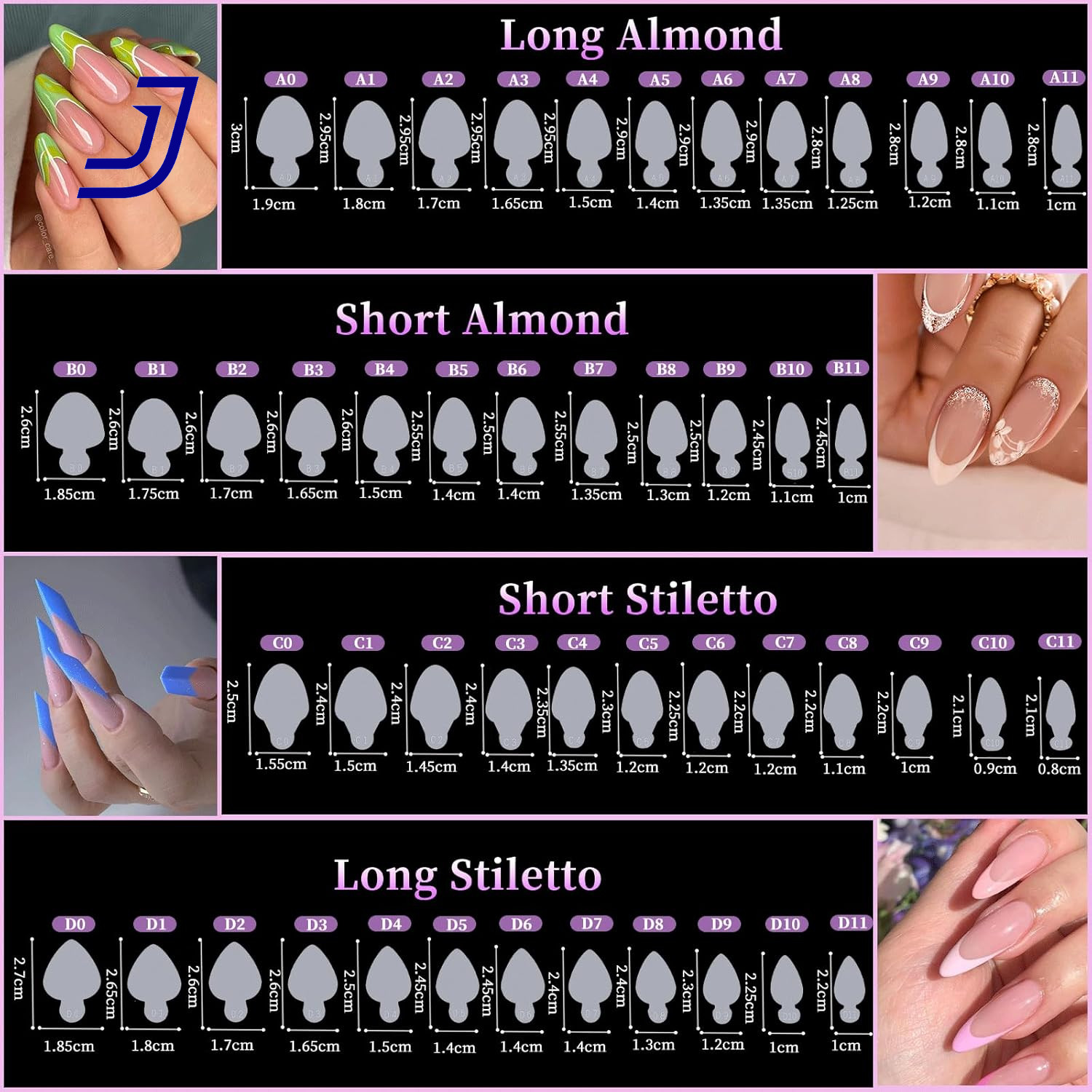 Nail Dual Forms for French Nails, Dual Nail Forms Molds Acrylic Nail Tips 288PCS