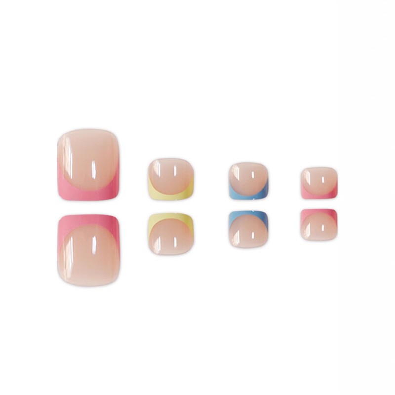 Square Toe Colorful Edge Press On Nails Removable Fashion Nail Tips Wholesale