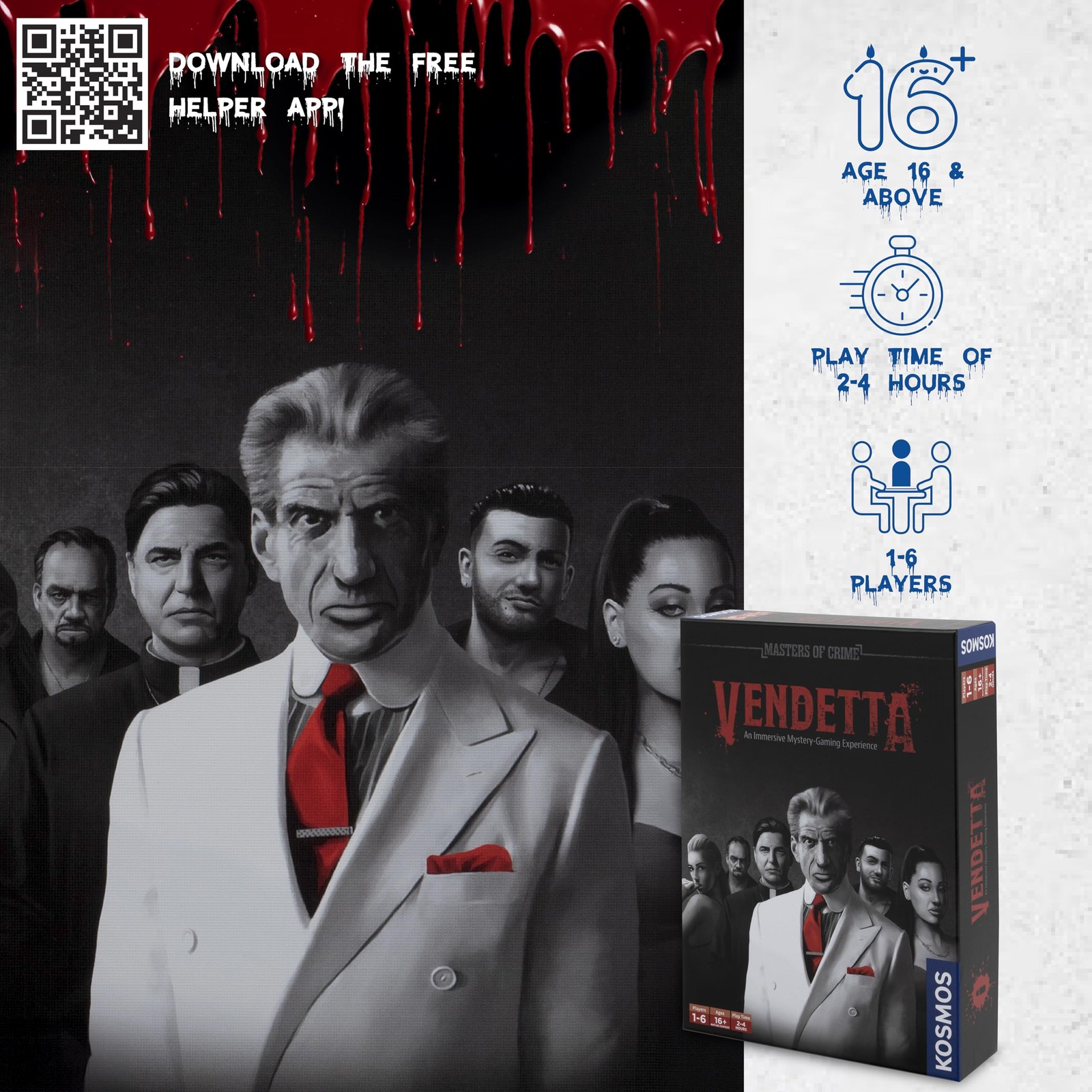 Masters of Crime: Vendetta 2 inches (W) x 6.5 (L) x 0.1 (H), Red