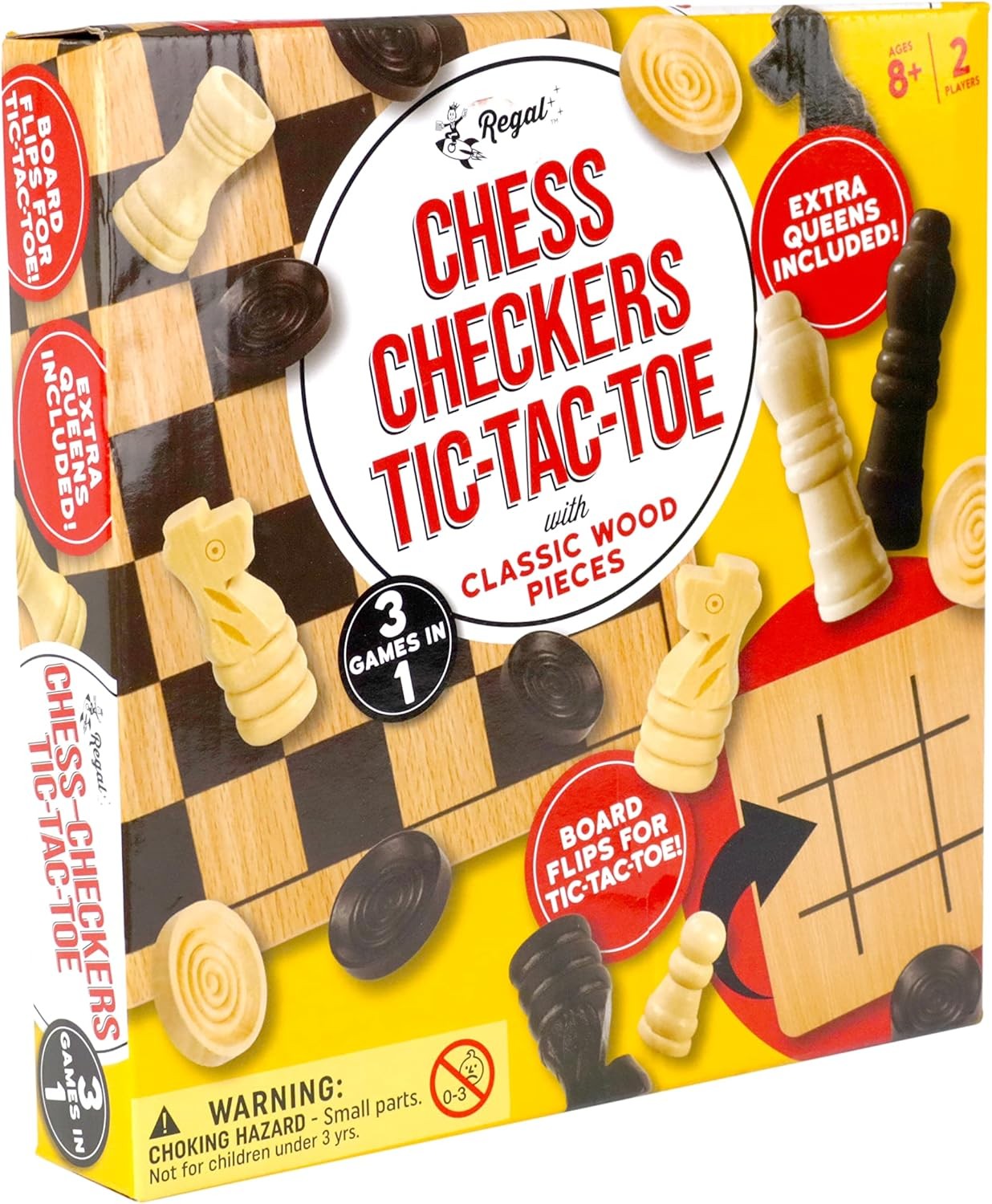 Regal Games – Reversible Wooden Board for Chess, 10.5 Inch –