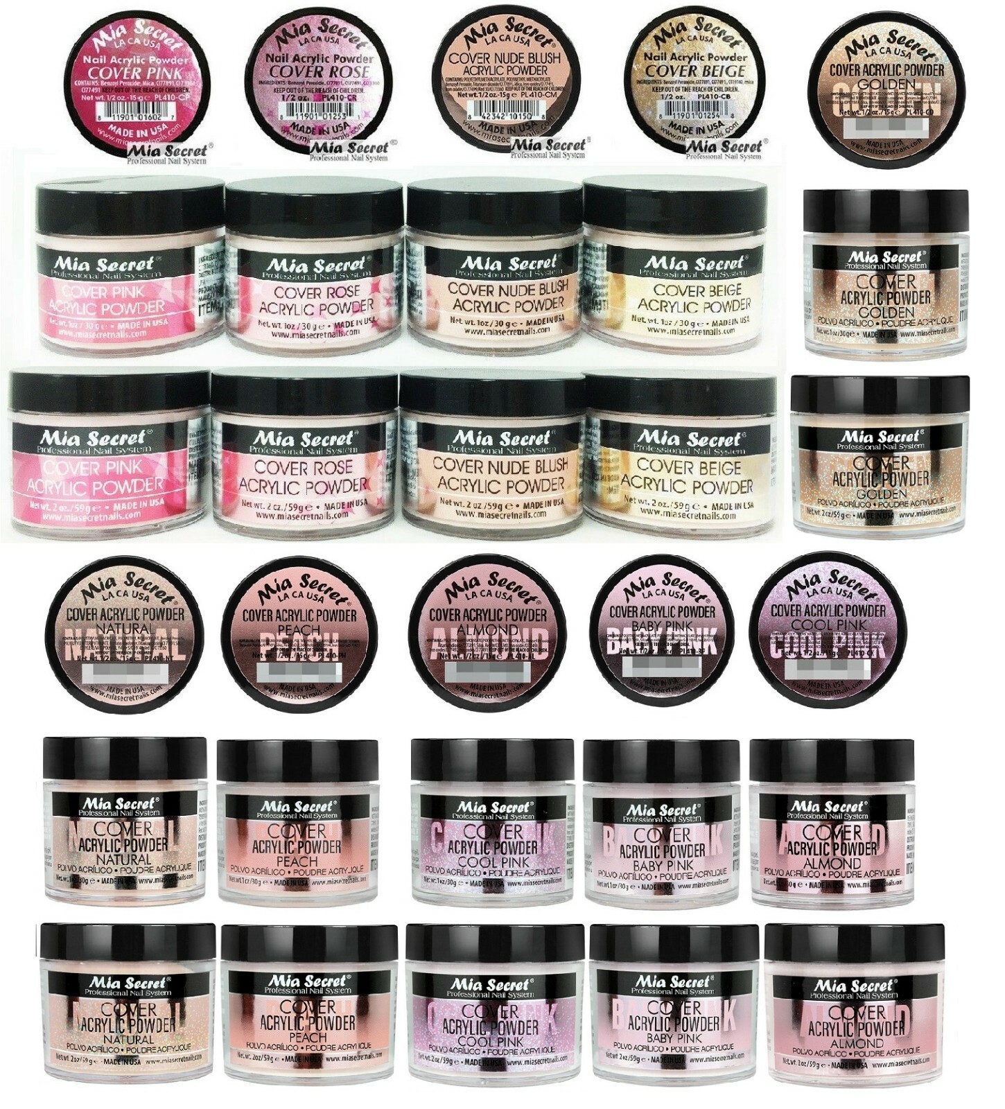 Mia Secret Cover Acrylic Powder NAIL SYSTEM – MULTIPLE COLOR AVAILABLE – SELECT