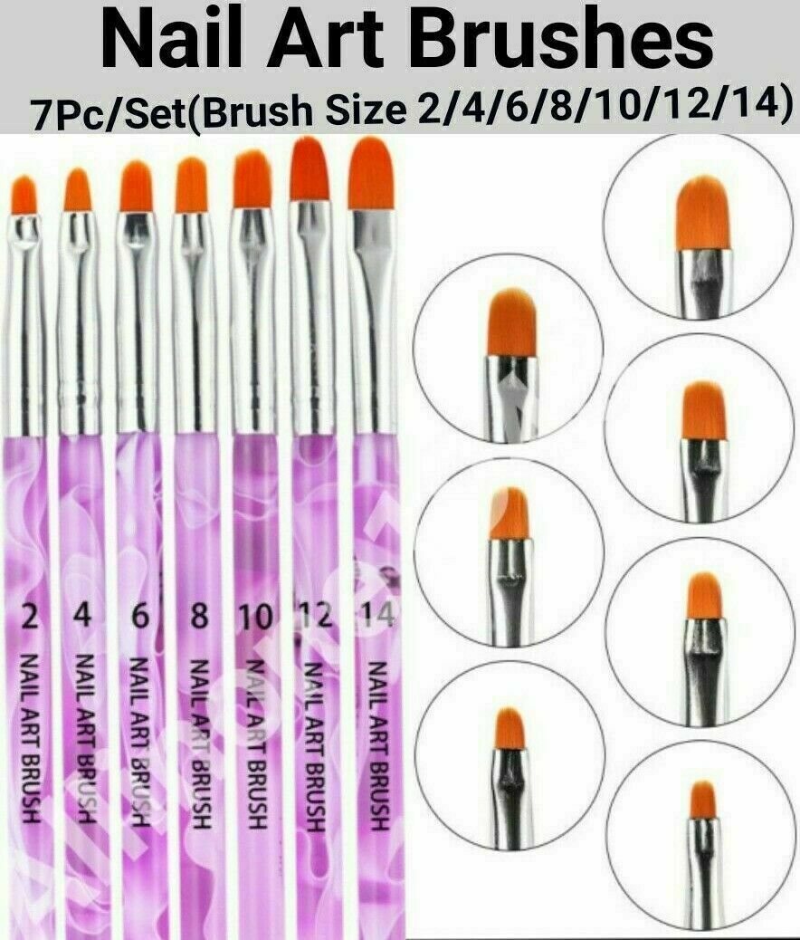 7Pcs Acrylic Nail Art Brush set Nail Art Pen Tips UV Builder Gel Painting Brush