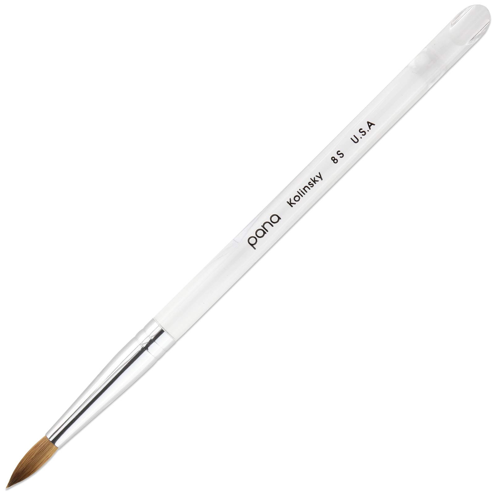 Pure Kolinsky Hair Nail Brush Round Clear Acrylic Handle Size 8 Manicure