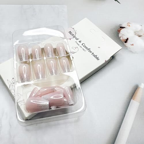 24pcs French Tip Press on Nails Short Square Pink French Tip Press on Nails-12